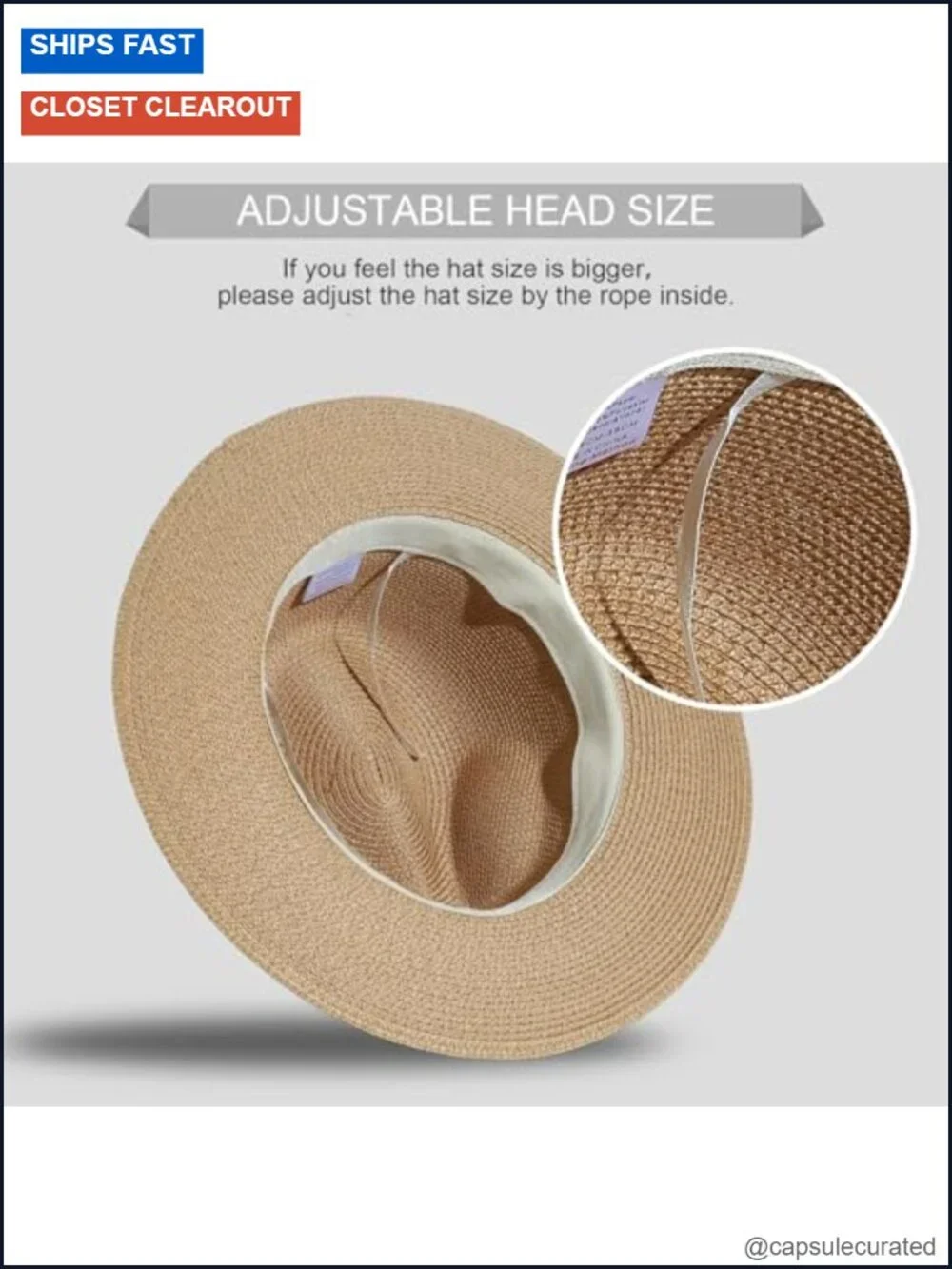 Women Straw Wide Brim Roll Up Sun Hat UPF50+ Packable Beach Fedora